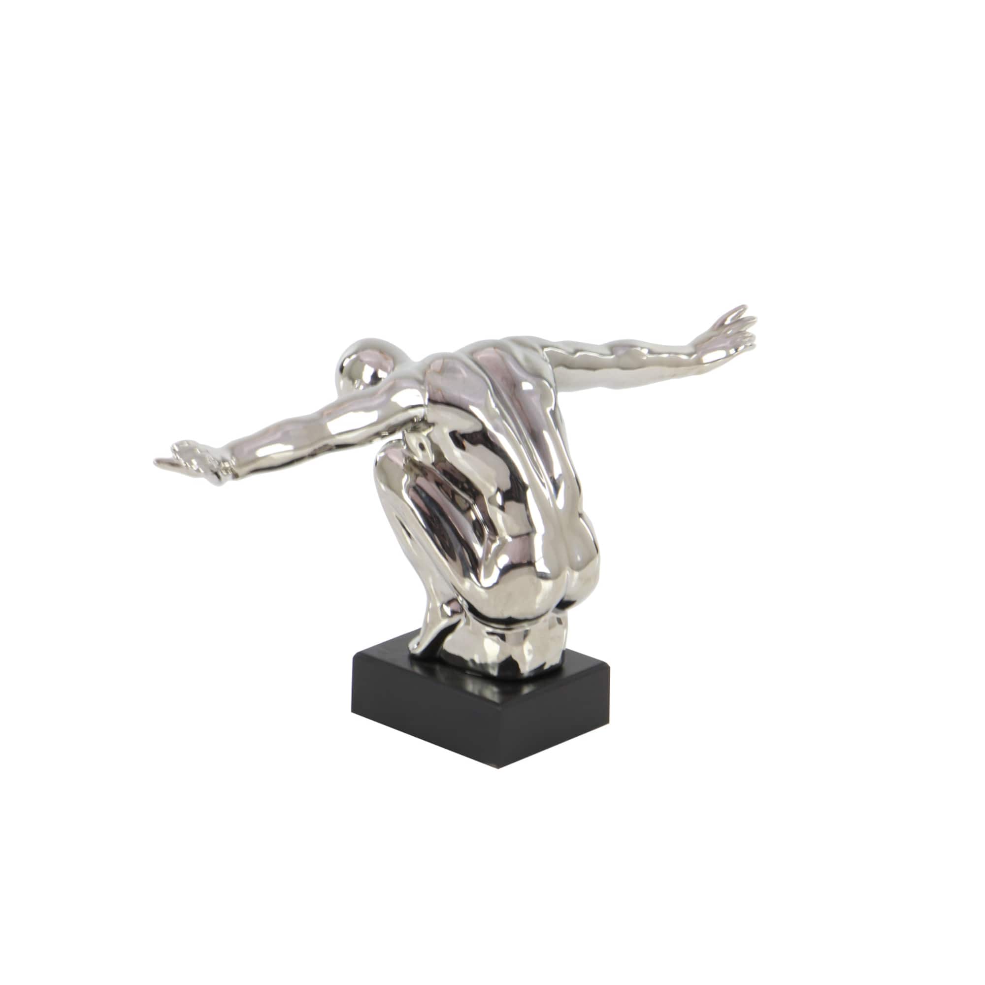 17" Silver Porcelain Traditional Man Sculpture